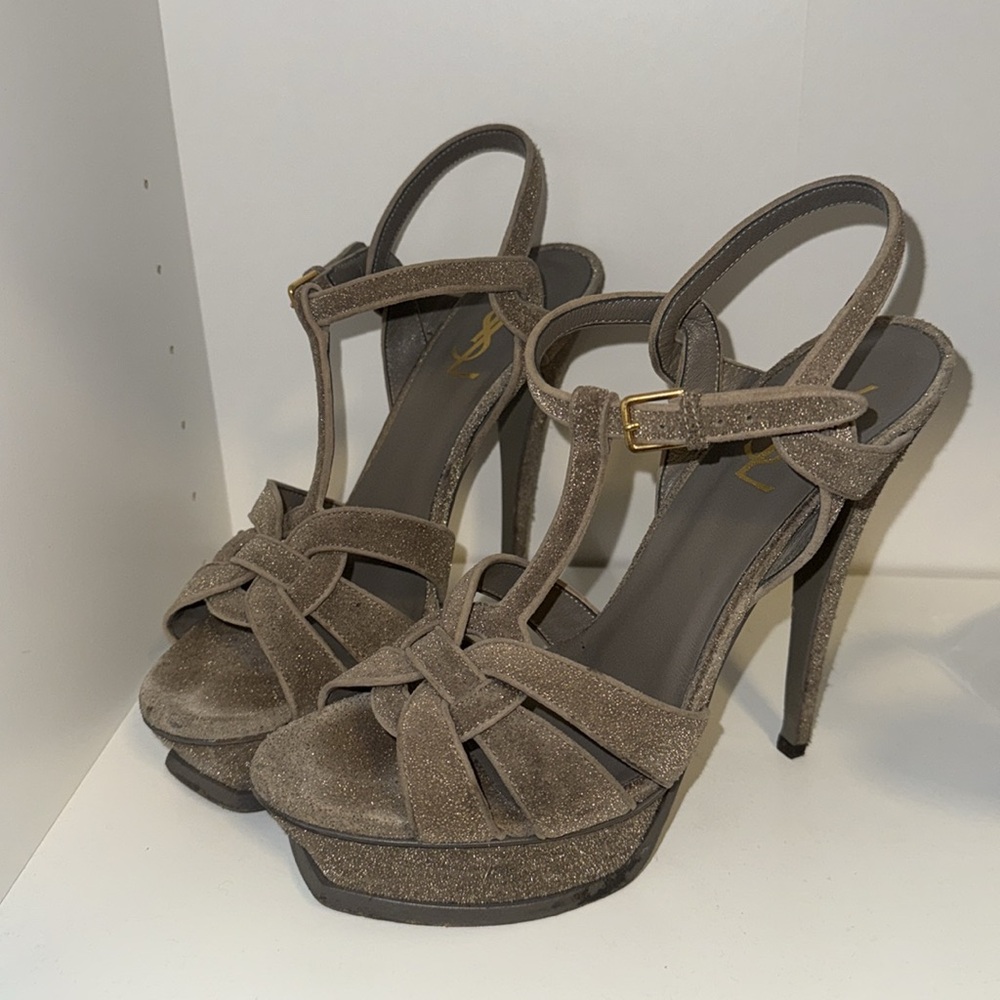Yves Saint Laurent Taupe Strappy Sandals